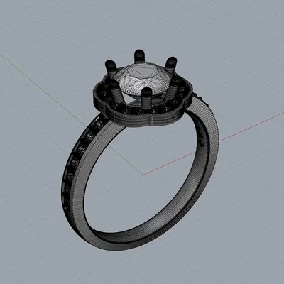 Nhẫn đính hôn vàng halo kim cương tròn – CAD 3D sẵn sàng in 3D & đúc