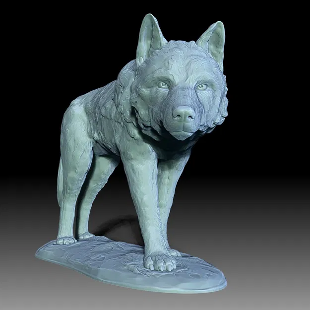 Tượng Sói 3D sẵn sàng in (Wolf Statue print Ready) - Image 1