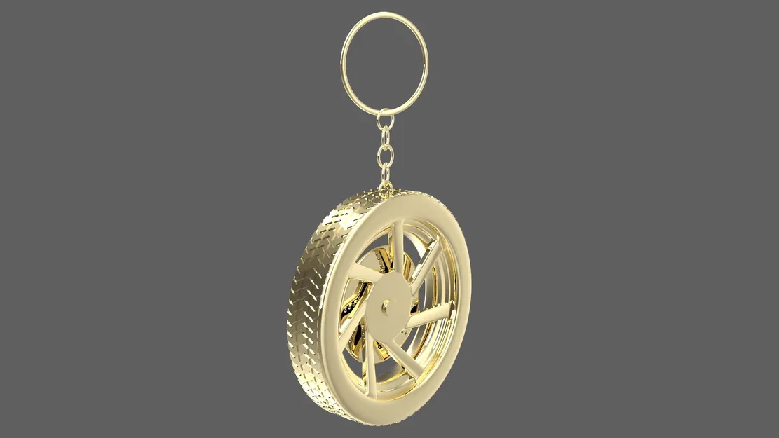 Móc Khóa Simple Pure Gold Wheel 3 Keychain - Image 1