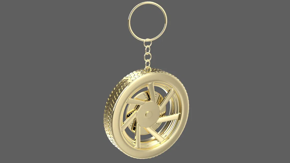 Móc Khóa Simple Pure Gold Wheel 3 Keychain - Image 4