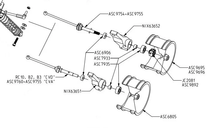 NIX63651 - Rear Hub cho RC10 - Image 2