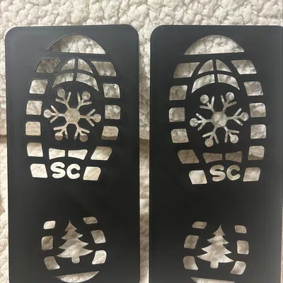 Santa Was Here - Khuôn Stencil Dấu Chân Ủng Bông Tuyết Giáng Sinh