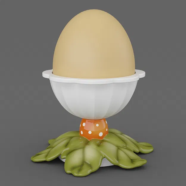 Leaves Egg Cup 01 – Ly đựng trứng 3D đế lá - Image 1