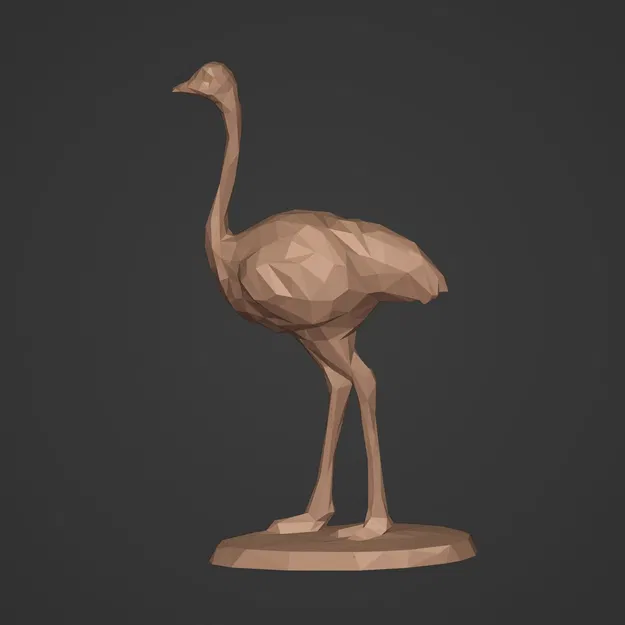 Tượng Mô Hình Đà Điểu LowPoly Sẵn Sàng Cho In 3D - Image 4