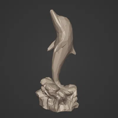 Tượng cá heo polygon (low poly) sẵn sàng để in 3D