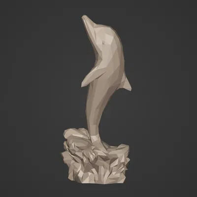 Tượng cá heo polygon (low poly) sẵn sàng để in 3D