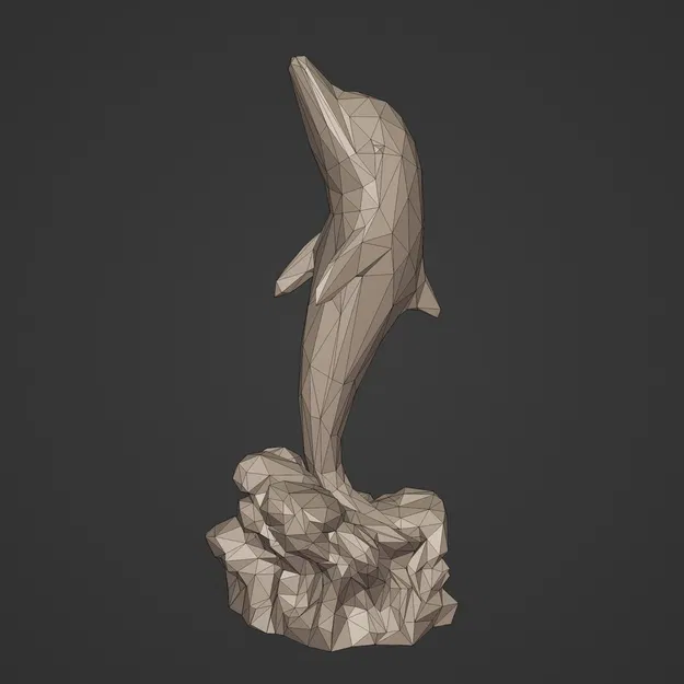 Tượng cá heo polygon (low poly) sẵn sàng để in 3D - Image 3