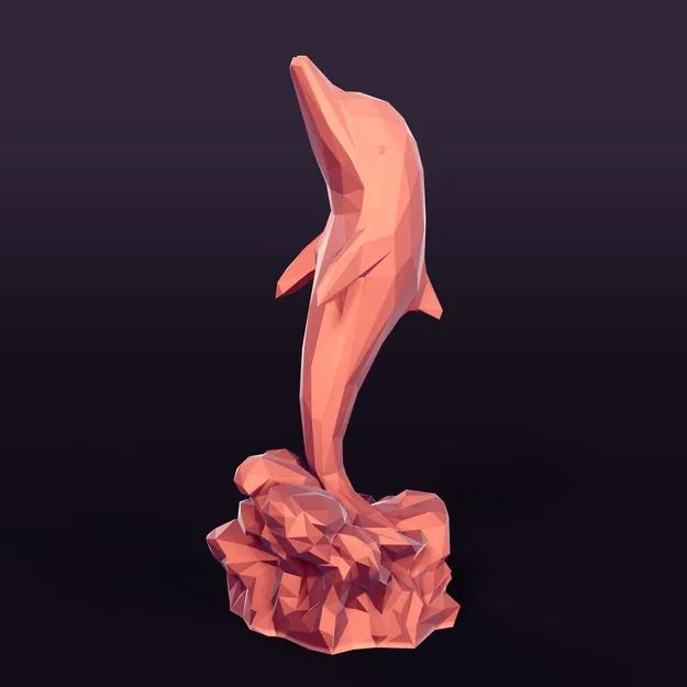 Tượng cá heo polygon (low poly) sẵn sàng để in 3D - Image 4