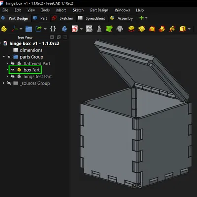 Hộp Bản Lề Filament - V1 - Parametric - FreeCAD 1.1.0rc2