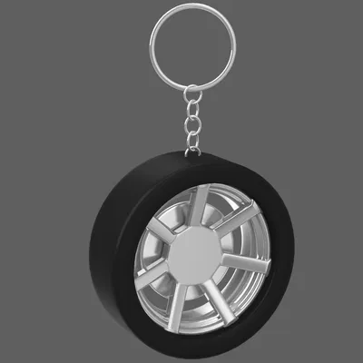 Móc Khóa Bánh Xe Chrome Đơn Giản (Simple Chrome Wheel Keychain)