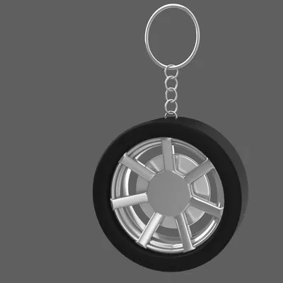 Móc Khóa Bánh Xe Chrome Đơn Giản (Simple Chrome Wheel Keychain)