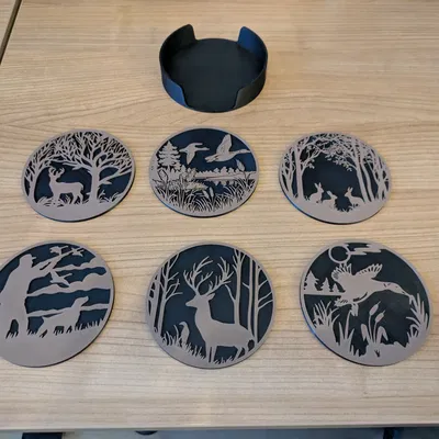 Bộ lót ly chủ đề săn bắn động vật hoang dã (Hunting wildlife coaster set)