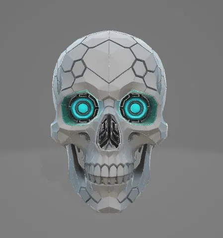 Cyberpunk Hex Skull – Low-Poly (Đầu lâu lục giác phong cách cyberpunk) - Image 1