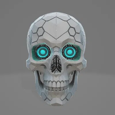 Cyberpunk Hex Skull – Low-Poly (Đầu lâu lục giác phong cách cyberpunk)