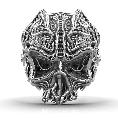 Mẫu 3D Nhẫn Đầu Lâu Gothic GP9 Sẵn Sàng In Trang Sức