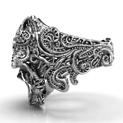 Mẫu 3D Nhẫn Đầu Lâu Gothic GP9 Sẵn Sàng In Trang Sức