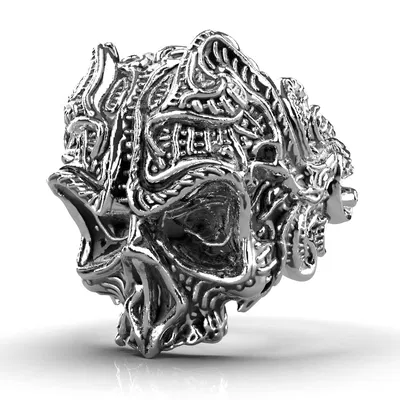 Mẫu 3D Nhẫn Đầu Lâu Gothic GP9 Sẵn Sàng In Trang Sức