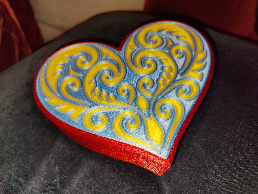 Hộp Trái Tim hoa văn Koru đối xứng (MMU/AMS hoặc 1 màu) - Image 3