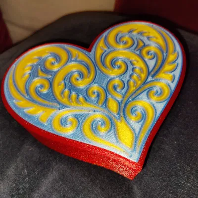 Hộp Trái Tim hoa văn Koru đối xứng (MMU/AMS hoặc 1 màu)