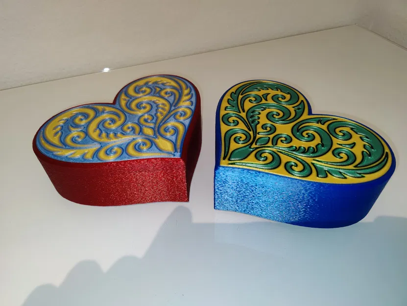 Hộp Trái Tim hoa văn Koru đối xứng (MMU/AMS hoặc 1 màu) - Image 4