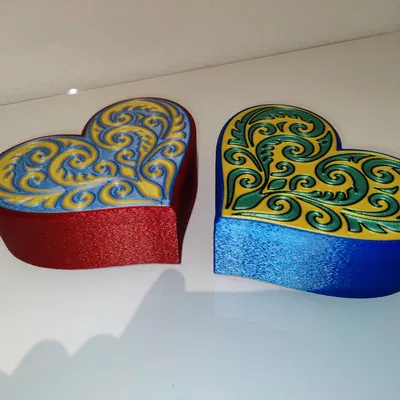 Hộp Trái Tim hoa văn Koru đối xứng (MMU/AMS hoặc 1 màu)