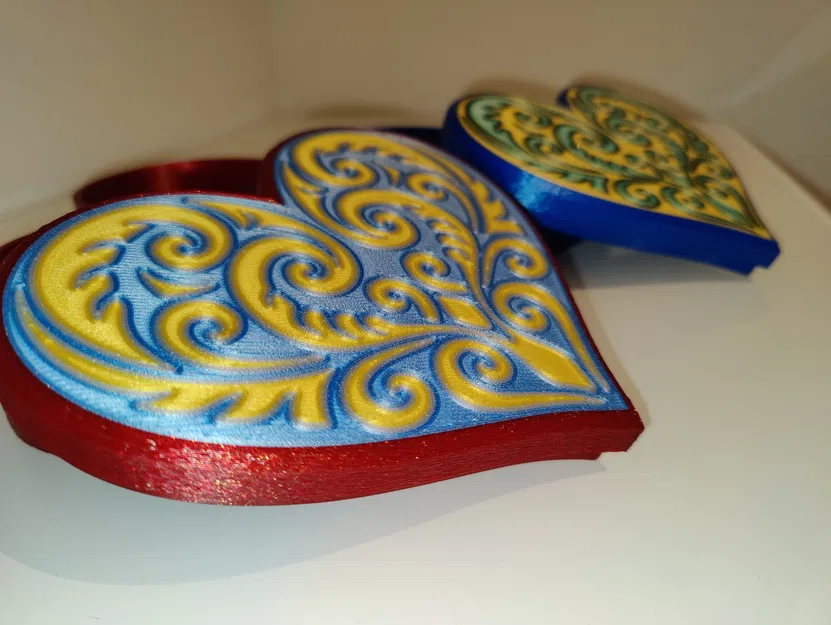 Hộp Trái Tim hoa văn Koru đối xứng (MMU/AMS hoặc 1 màu) - Image 5