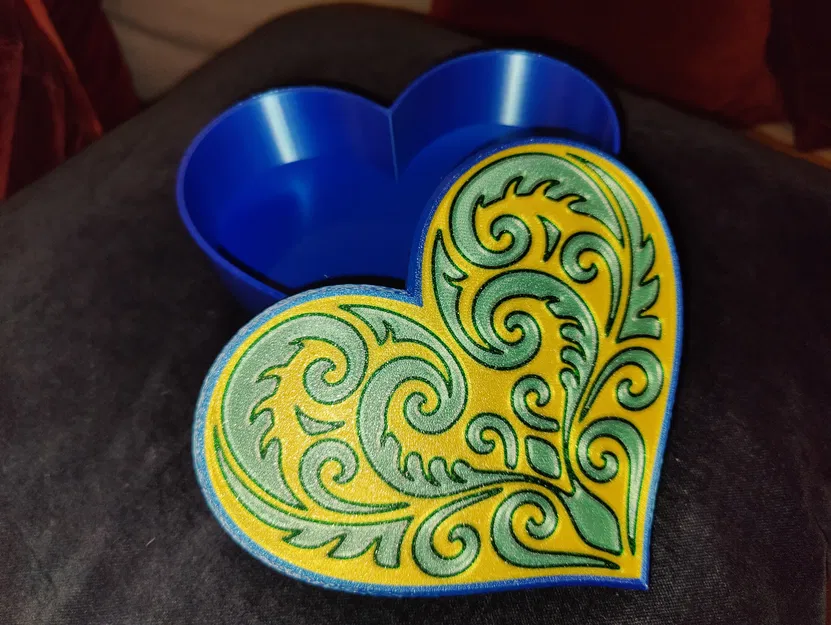 Hộp Trái Tim hoa văn Koru đối xứng (MMU/AMS hoặc 1 màu) - Image 6