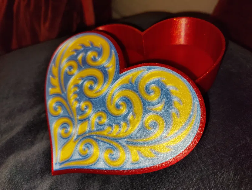 Hộp Trái Tim hoa văn Koru đối xứng (MMU/AMS hoặc 1 màu) - Image 8