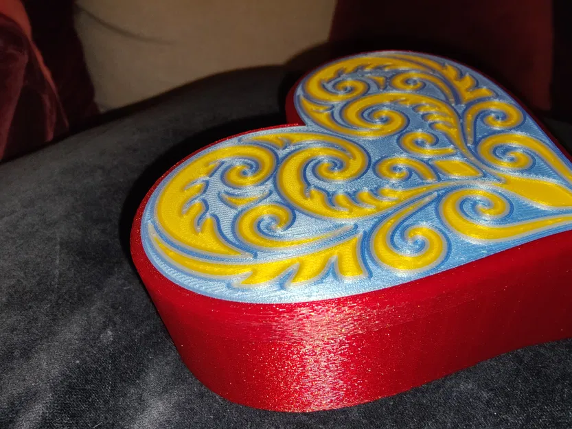 Hộp Trái Tim hoa văn Koru đối xứng (MMU/AMS hoặc 1 màu) - Image 9