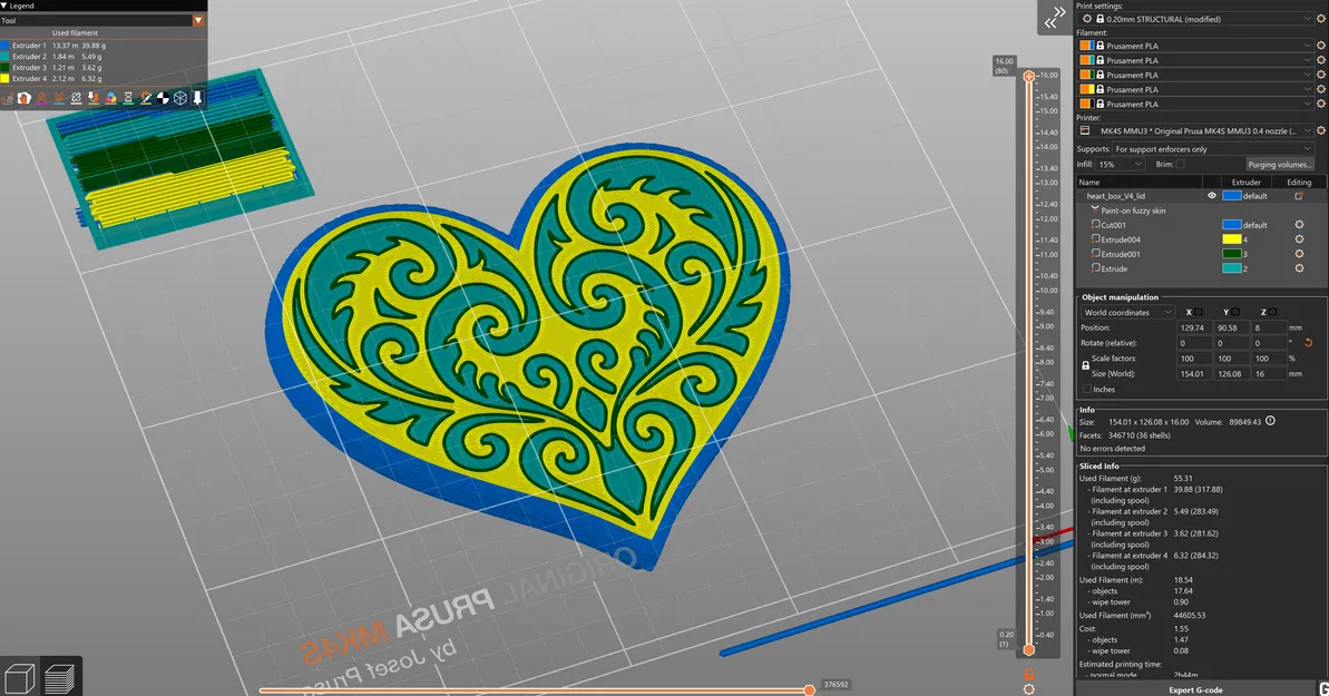 Hộp Trái Tim hoa văn Koru đối xứng (MMU/AMS hoặc 1 màu) - Image 10