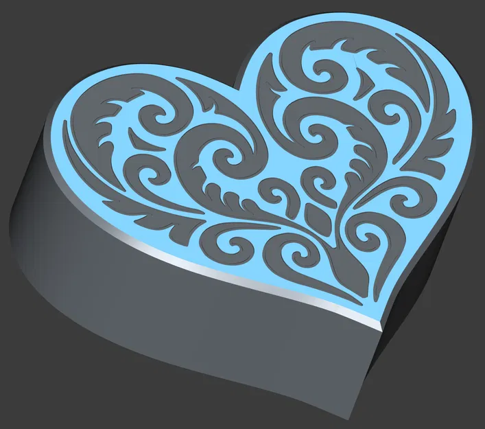 Hộp Trái Tim hoa văn Koru đối xứng (MMU/AMS hoặc 1 màu) - Image 11