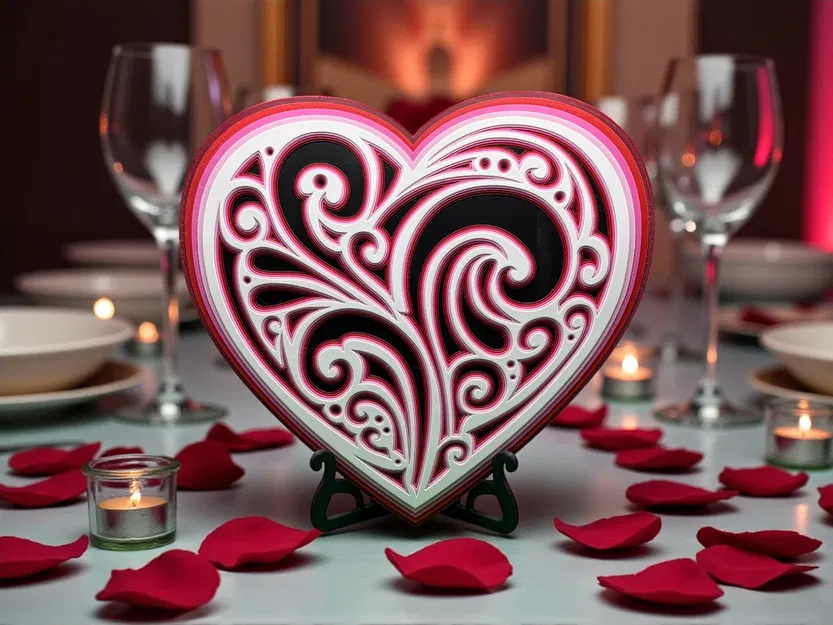 Trái Tim Filigree Trang Trí & Móc Khóa – Layered, Không Cần AMS - Image 1