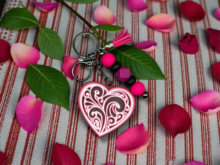Trái Tim Filigree Trang Trí & Móc Khóa – Layered, Không Cần AMS - Image 2