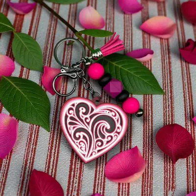 Trái Tim Filigree Trang Trí & Móc Khóa – Layered, Không Cần AMS