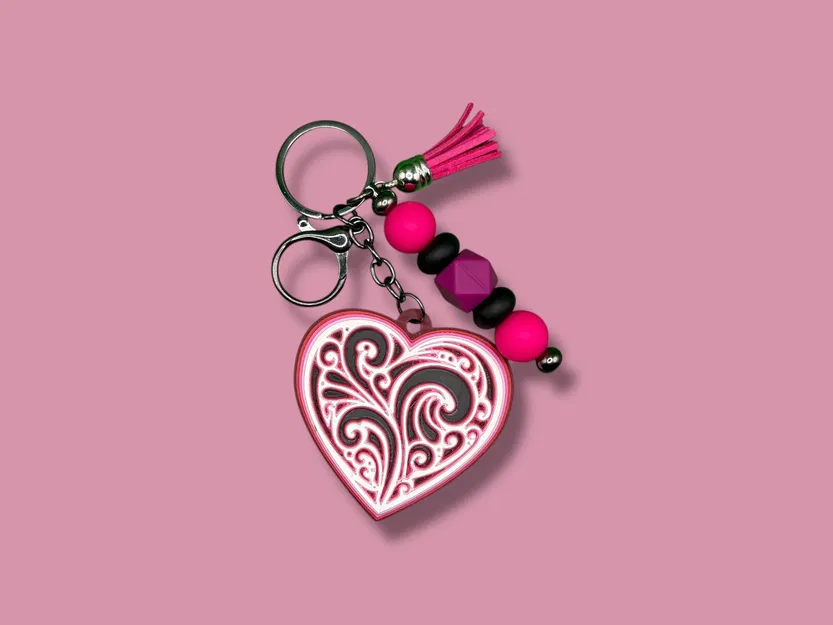 Trái Tim Filigree Trang Trí & Móc Khóa – Layered, Không Cần AMS - Image 4