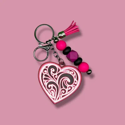 Trái Tim Filigree Trang Trí & Móc Khóa – Layered, Không Cần AMS