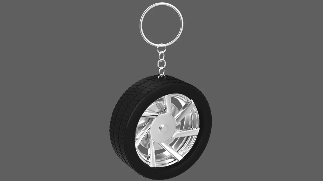 Móc khóa Simple Silver Wheel 3 (Bánh xe bạc đơn giản) - Image 4