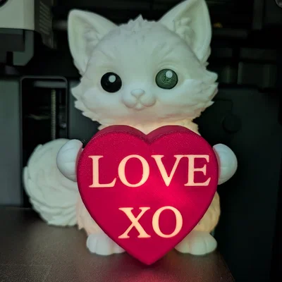 Đèn mèo con lông xù Valentine (Furry Valentines day kitten light)