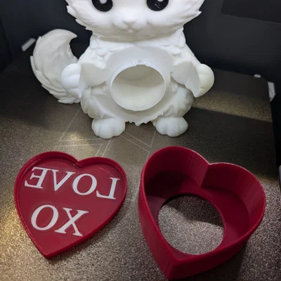 Đèn mèo con lông xù Valentine (Furry Valentines day kitten light)