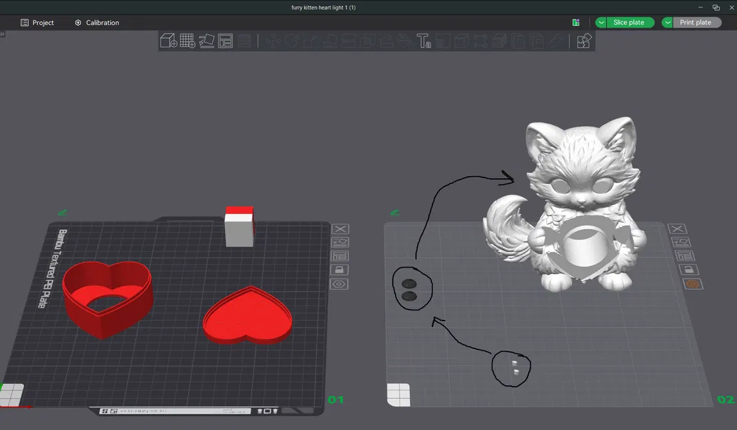 Đèn mèo con lông xù Valentine (Furry Valentines day kitten light) - Image 6