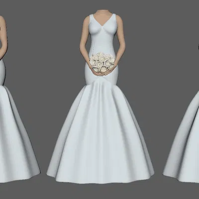 Mẫu 3D Cô Dâu 2 với 3 kích cỡ thân, sẵn sàng để 3D Print