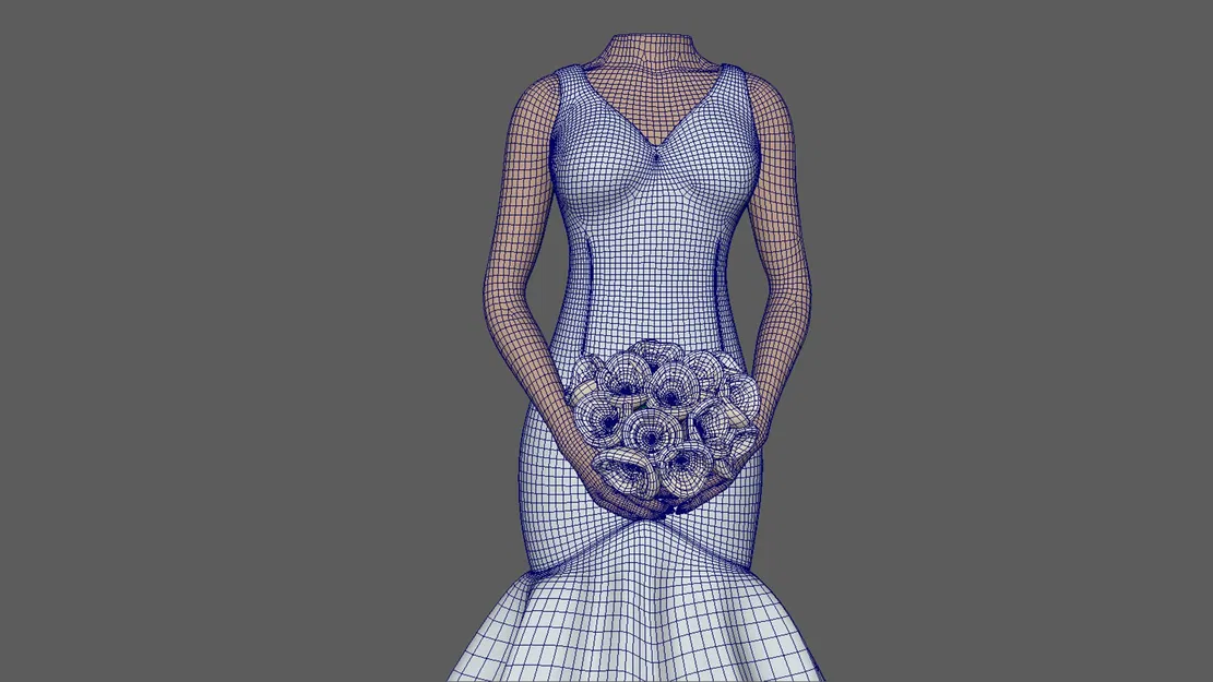 Mẫu 3D Cô Dâu 2 với 3 kích cỡ thân, sẵn sàng để 3D Print - Image 4