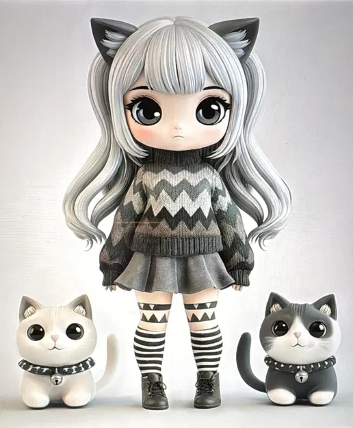 Mẫu 3D cô gái chibi dễ thương (Waifu) – cute+chibi+girl+3d+model_Waifu - Image 1