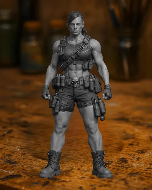 Tượng Nữ Lính Chiến Thuật – Nữ Chiến Binh Đặc Nhiệm Cơ Bắp - Image 1