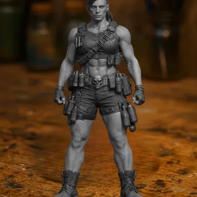 Tượng Nữ Lính Chiến Thuật – Nữ Chiến Binh Đặc Nhiệm Cơ Bắp