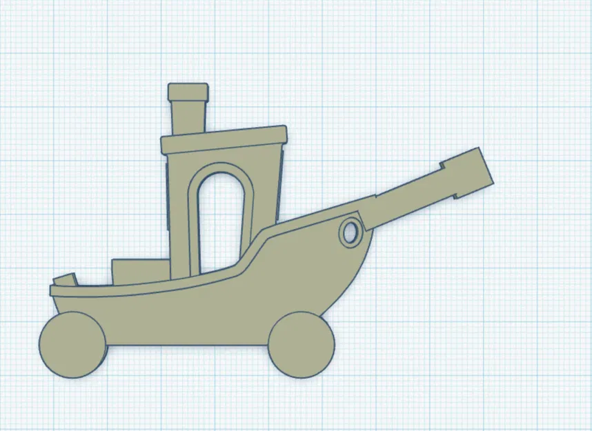 Flat Benchy Tank – Benchy bánh xe kèm súng tank - Image 1