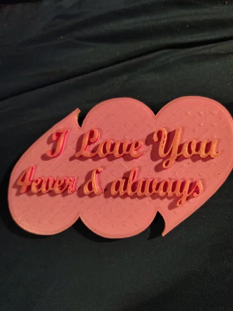 Trái tim “I Love You 4ever &Always” (chữ nổi, 2 trái tim) - Image 1