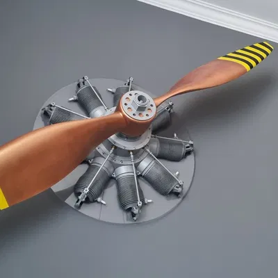 Tranh Treo Tường Động Cơ Sao Cổ Điển – Flugzeug Sternmotor Deko-Modell