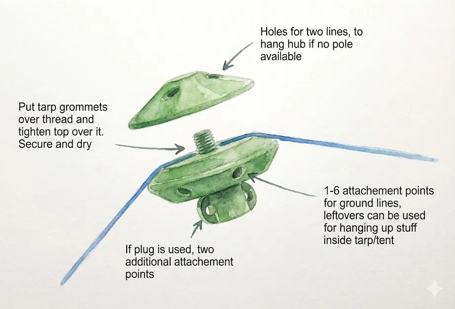 Tarp/Tent Hub đa cấu hình (kèm template) - Image 3
