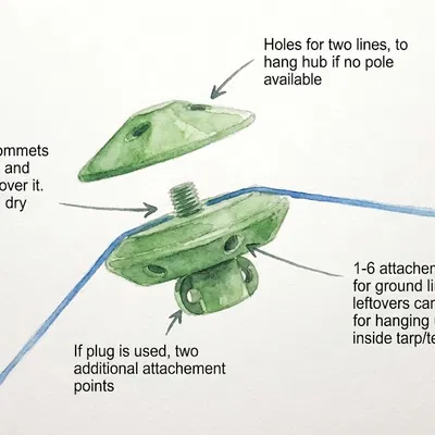 Tarp/Tent Hub đa cấu hình (kèm template)